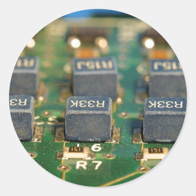 Sticker Rond Six circuits de puces informatiques (Devant)