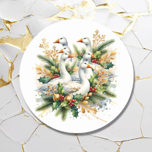 Sticker Rond Six Geese a-Laying   Douze jours de Noël