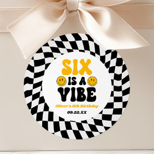 Sticker Rond Six Is A Vibe Rétro Sixième 6ème Anniversaire