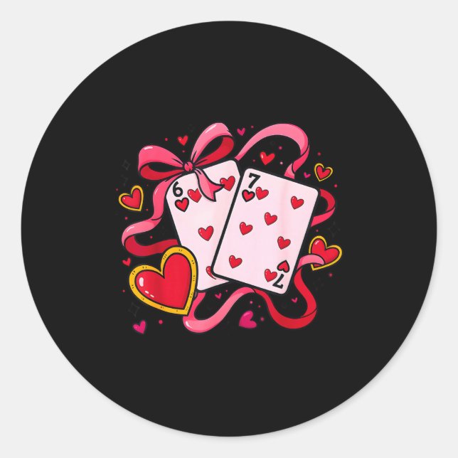 Sticker Rond Six Seven 67 Boys Girls Valentines Day Cool Playin (Devant)
