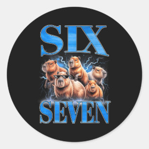 Sticker Rond Six Seven 67 Mème Drôle Capybara Contrefaçon Graph