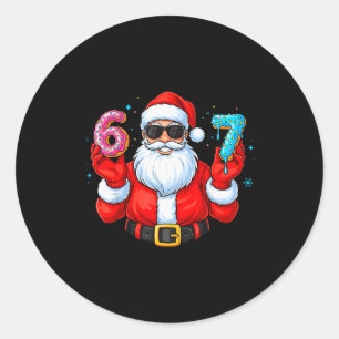 Sticker Rond Six Seven 67 Mème Santa 67 Crème Glacée Dégoulinan