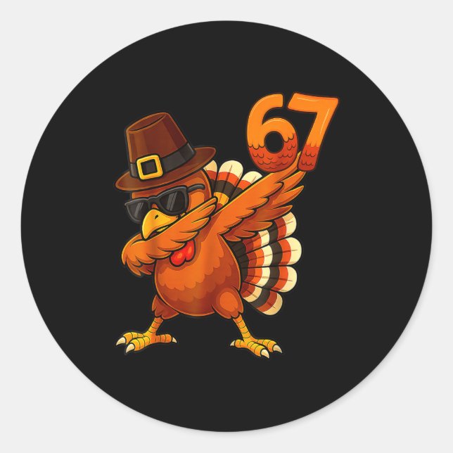 Sticker Rond Six-seven-67-thanksgiving-meme-funny-thankful-turk (Devant)
