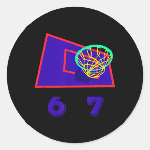 Sticker Rond Six Seven 6 7 Sketll Meme Design de cerceau