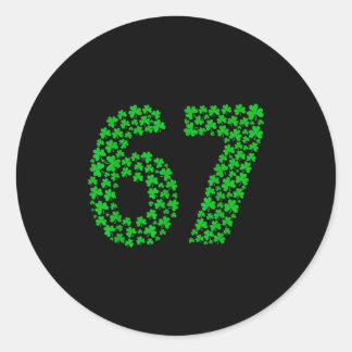 Sticker Rond Six Seven Meme 67 Saint-Patrick Blagues Shamrocks