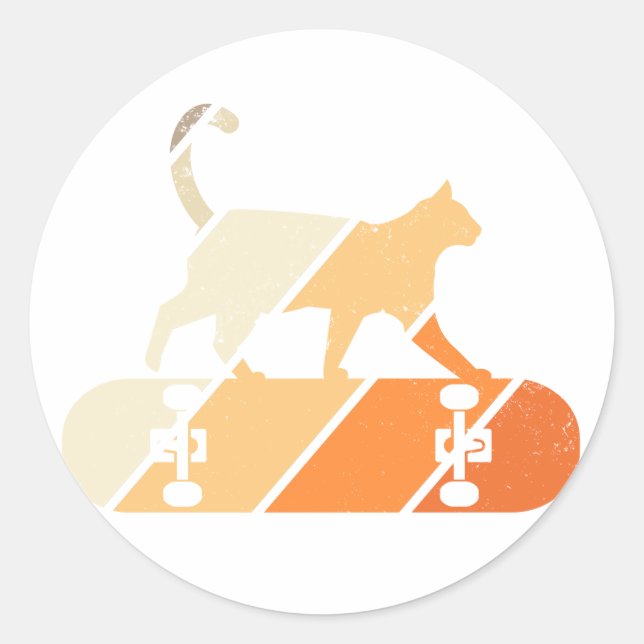 Sticker Rond Skate Chat Primo Walk Skateboard (Devant)