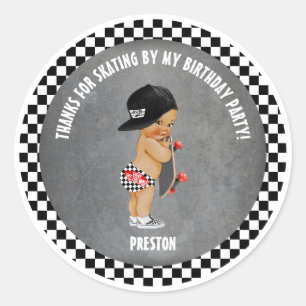 Sticker Rond Skateboard Boy Patinage Casquette Red Gray Black C