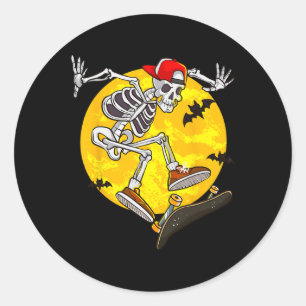 Sticker Rond Skateboard Skeleton Funny Halloween Costume Patina