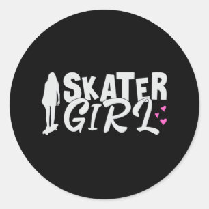 Sticker Rond Skater Girl Sk8 Skateboard Skate Skate Idée cadeau