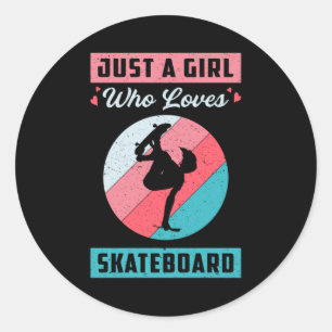 Sticker Rond Skater Girls Girls Sk8 Skateboard Retro Idée cadea
