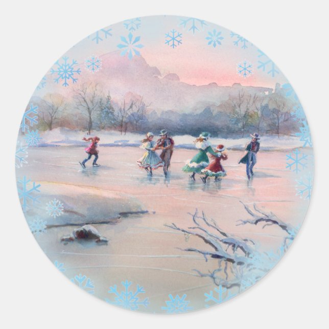 Sticker Rond SKATERS DE GLACE par SHARON SHARPE (Devant)