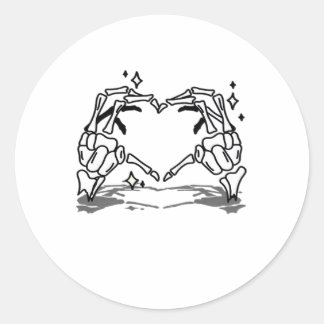 Sticker Rond Skeleton Coeur main drôle Design