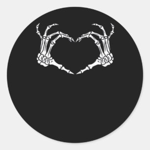 Sticker Rond Skeleton Coeur main Halloween Design