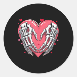 Sticker Rond Skeleton Coeur main Valentines Jour Amusant Couple