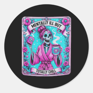 Sticker Rond Skeleton Coffee Tarot Card Mental Mll Mais Totale