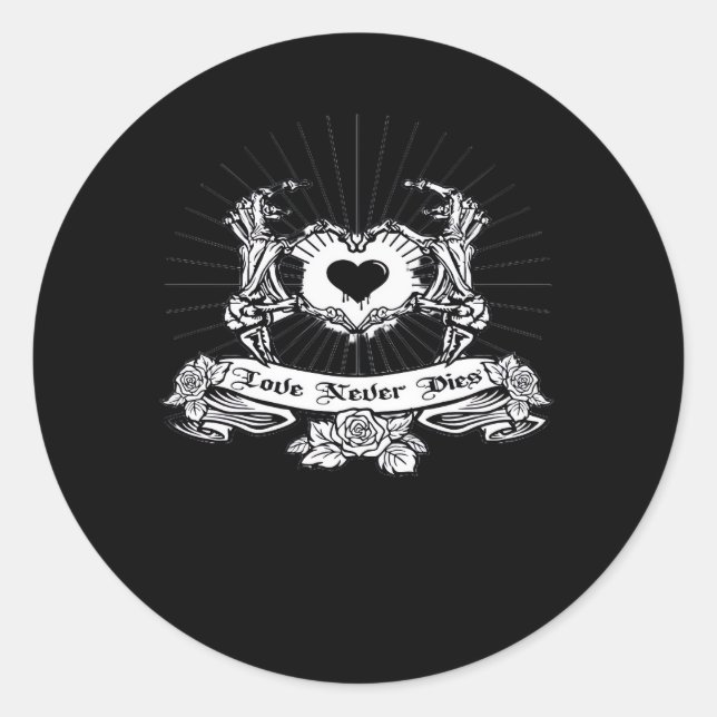 Sticker Rond Skeleton Design à la main classique (Devant)