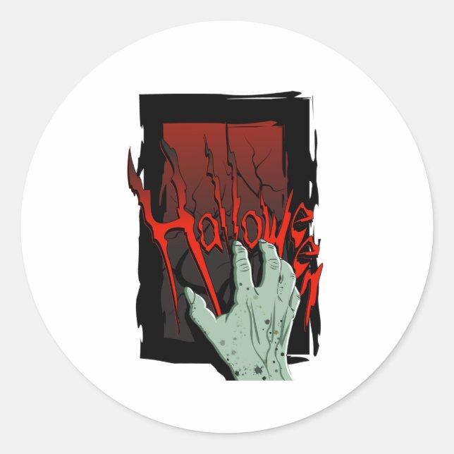 Sticker Rond Skeleton Goth Style crâne noir (Devant)