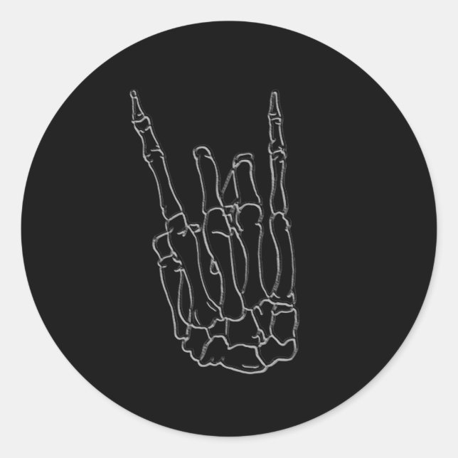 Sticker Rond Skeleton Hand Rock Star Black Birday Party (Devant)