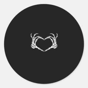Sticker Rond Skeleton Hands Heart Graphic