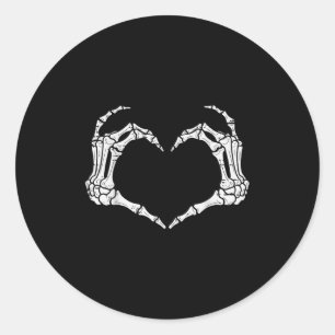 Sticker Rond Skeleton Mains Coeur Halloween Rock Costume Hommes
