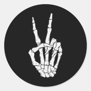 Sticker Rond Skeleton Mains de la paix Signet d'amour Costume d