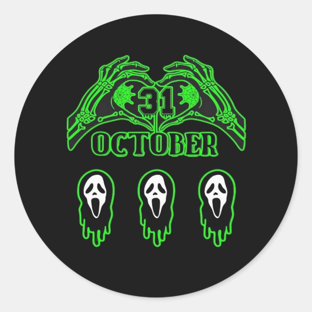 Sticker Rond Skeleton Mains Design classique (Devant)