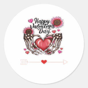 Sticker Rond Skeleton Mains Valentines Classic de la journée