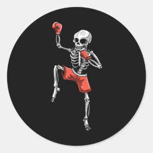 Sticker Rond Skeleton Muay Thai Halloween Kickboxing Mixed mart