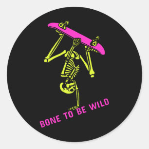 Sticker Rond Skeleton Skateboarder Halloween Costume Hommes Fem