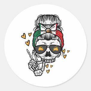 Sticker Rond Skeleton Women Mexico Cinco De Mayo Mexican Indepe