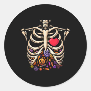 Sticker Rond Skeleton Xray Ribs Rib Cage Halloween Candy Costum