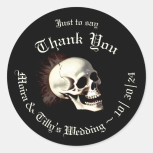 Sticker Rond Skeletons dansants Mariage gothique