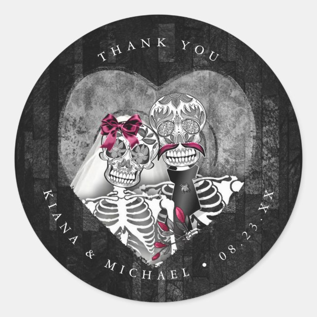 Sticker Rond Skeletons Merci gothique Bourgogne ID866 (Devant)