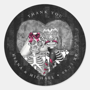 Sticker Rond Skeletons Merci gothique Bourgogne ID866