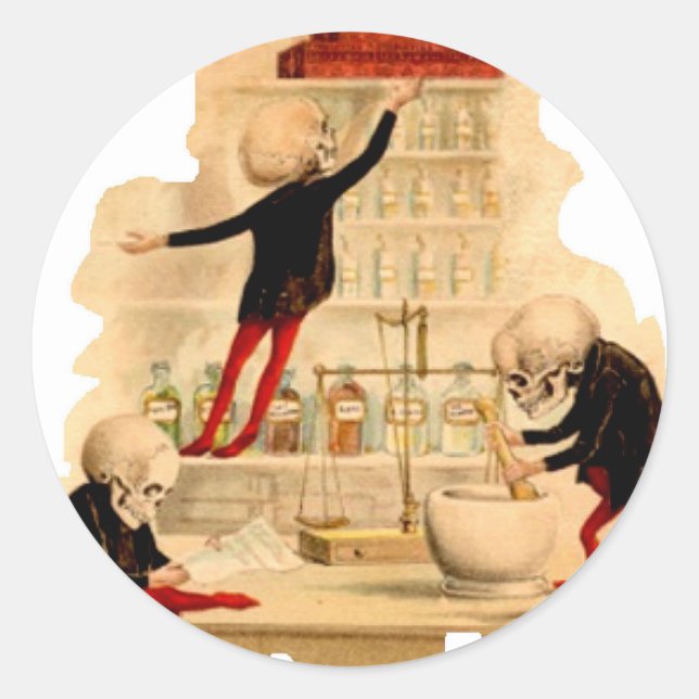 Sticker Rond Skeletons scientifiques (Devant)