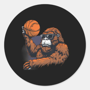 Sticker Rond Sketll Gorilla Dessin Oeuvre D'Art Bigfoot Sketll