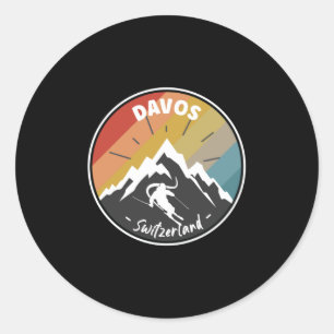 Sticker Rond Ski À Davos - Suisse