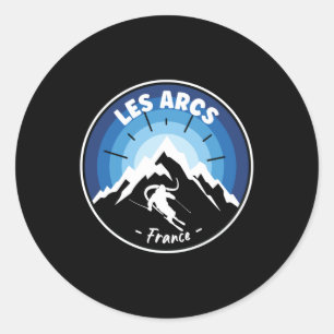 Sticker Rond Ski Aux Arcs France Bleu