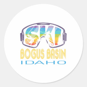Sticker Rond Ski Bogus Sin Idaho Vacances Ski