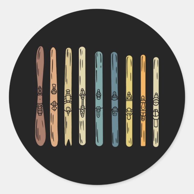 Sticker Rond Ski - Collection de planches à ski (Devant)