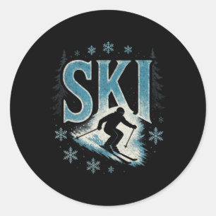 Sticker Rond Ski - Course en descente alpin Freestyle