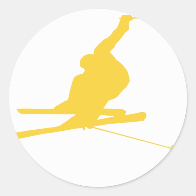 Sticker Rond Ski de neige jaune (Devant)