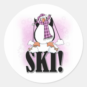 Sticker Rond Ski de Penguin