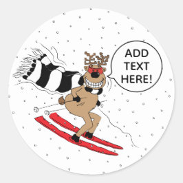 Sticker Rond Ski de rennes de Noël