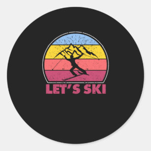 Sticker Rond Ski Funny Performance Sport Winter Mountain