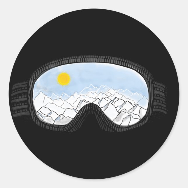 Sticker Rond Ski Goggles Mountain View Illustration (Devant)
