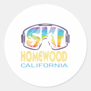Sticker Rond Ski Homewood Californie Vacances de ski