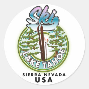 Sticker Rond Ski Lake Tahoe Sierra Nevada États-Unis