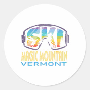 Sticker Rond Ski Magic Mountain Vermont Vacances ski