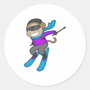 Sticker Rond Ski Monkey